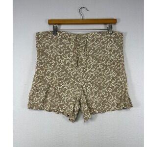 Cottagecore Banana Republic Women L Tan Floral Eyelet Rayon High Rise Shorts